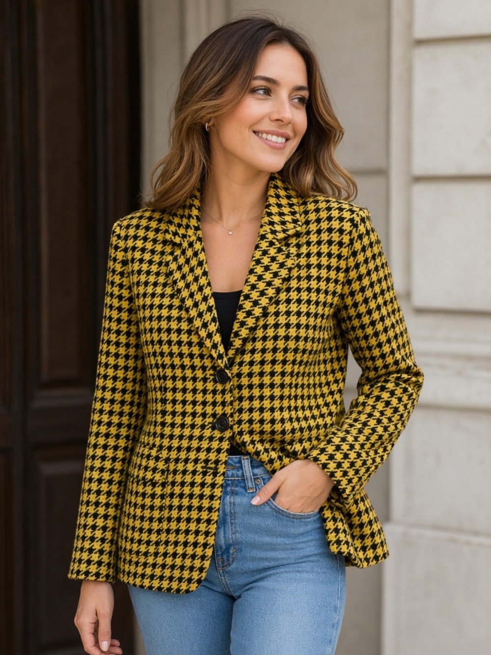 Mondi Plaid Wool Blazer Womens Size 8